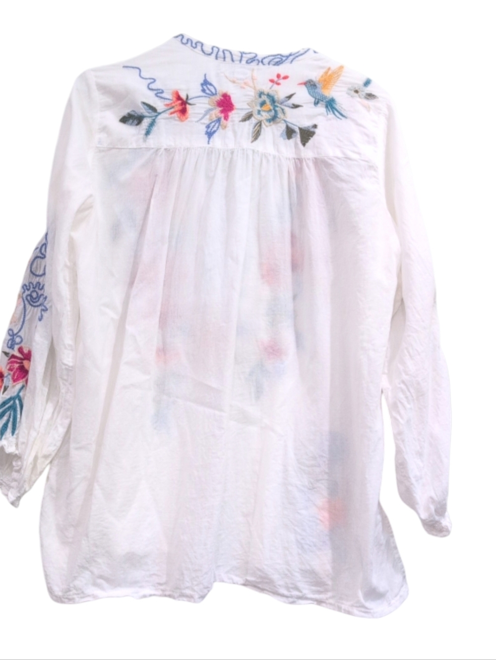 Johnny Was Miro Easy Blouse White Embroidered Boho Medium - Picture 6 of 8